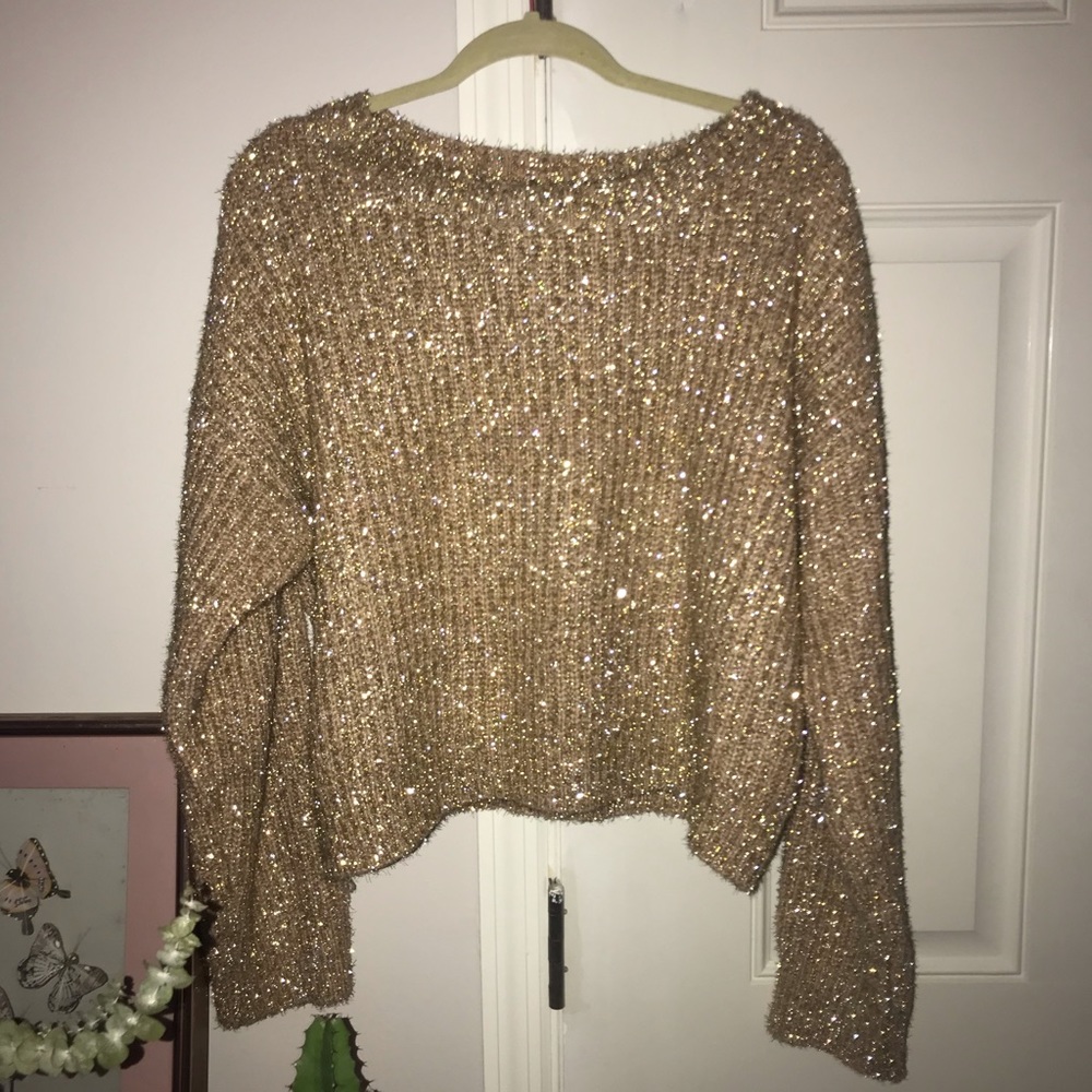 Sparkly gold and silver cropped sweater